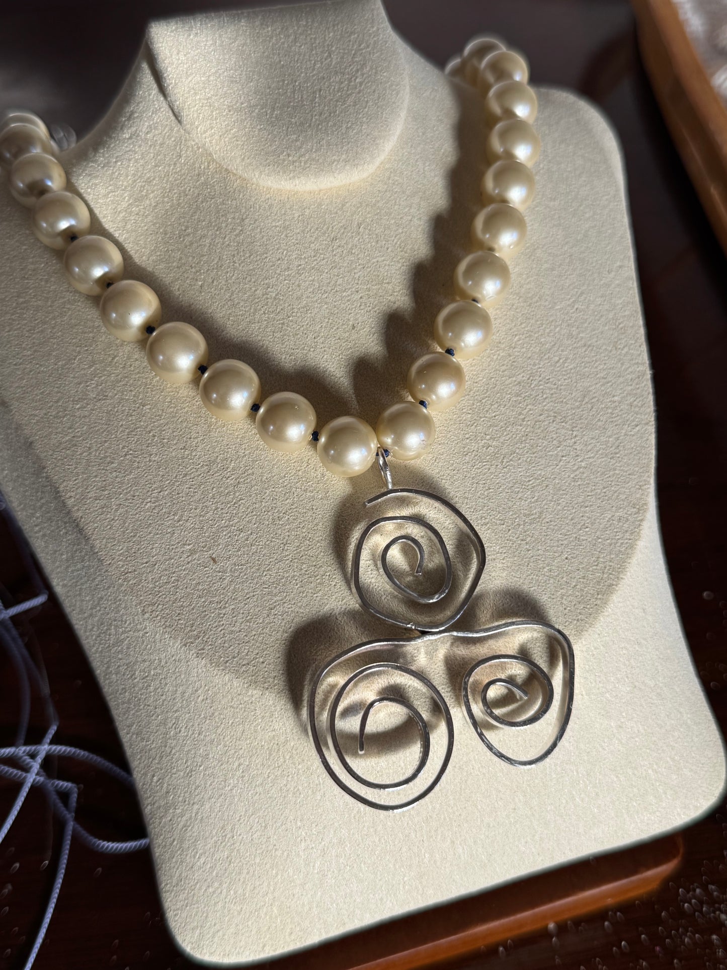 Upcycled Pearls and Swirls Necklace