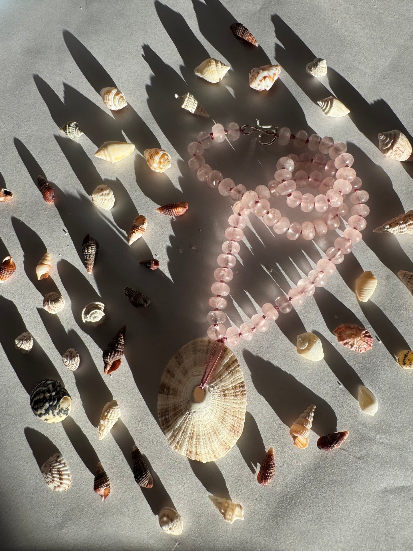 Rose Quartz Shell Necklace