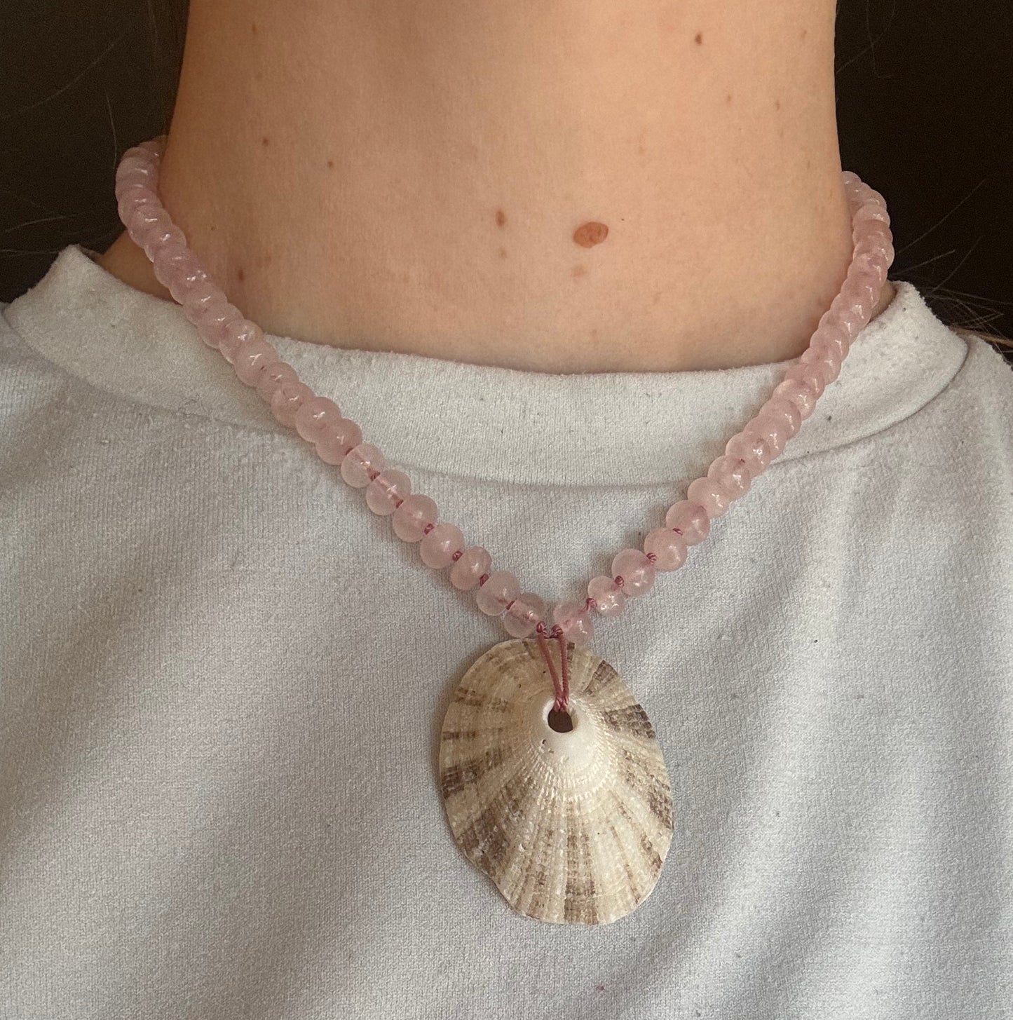 Rose Quartz Shell Necklace