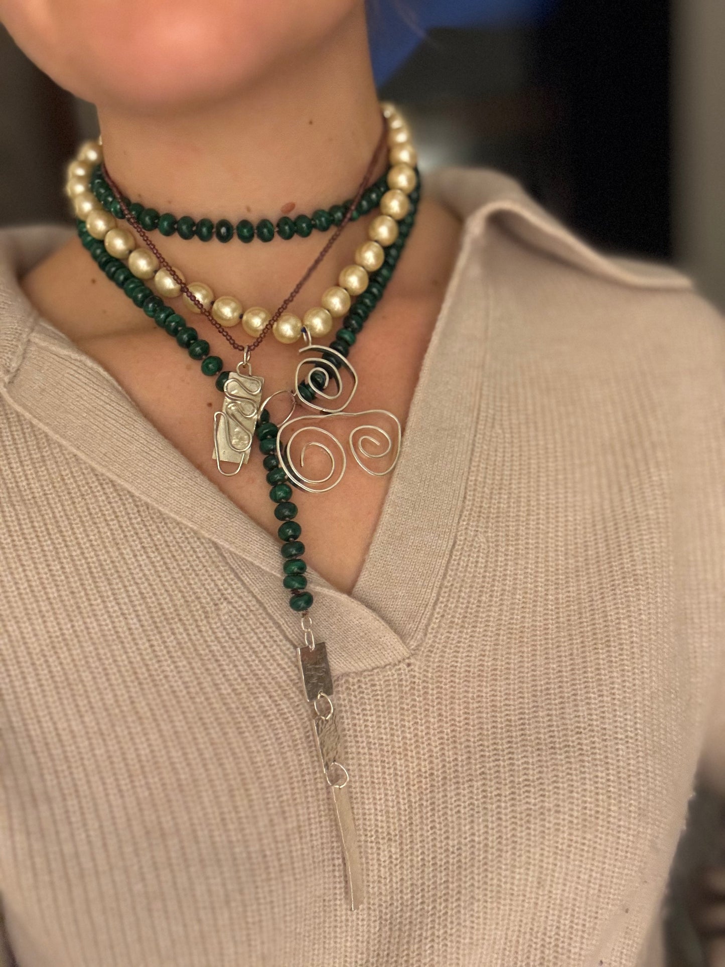 Upcycled Pearls and Swirls Necklace